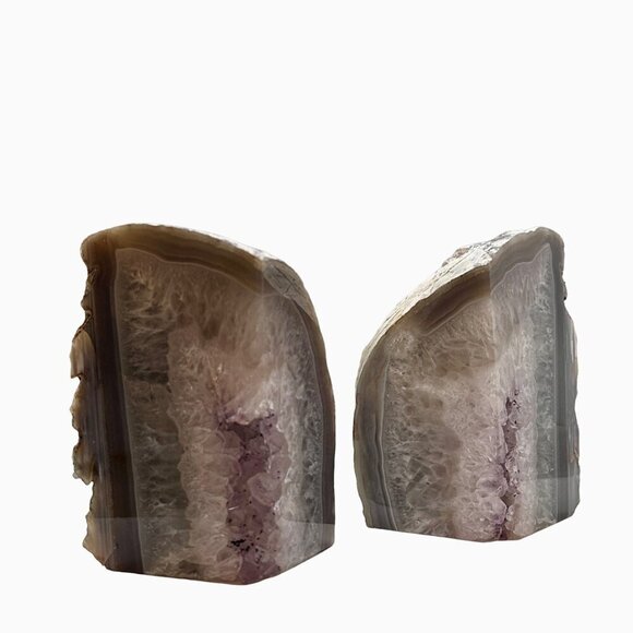 Amethyst Geode Center Agate bookends w/ Naturally Heart Shaped Stone, 4+ lbs. - Picture 13 of 14